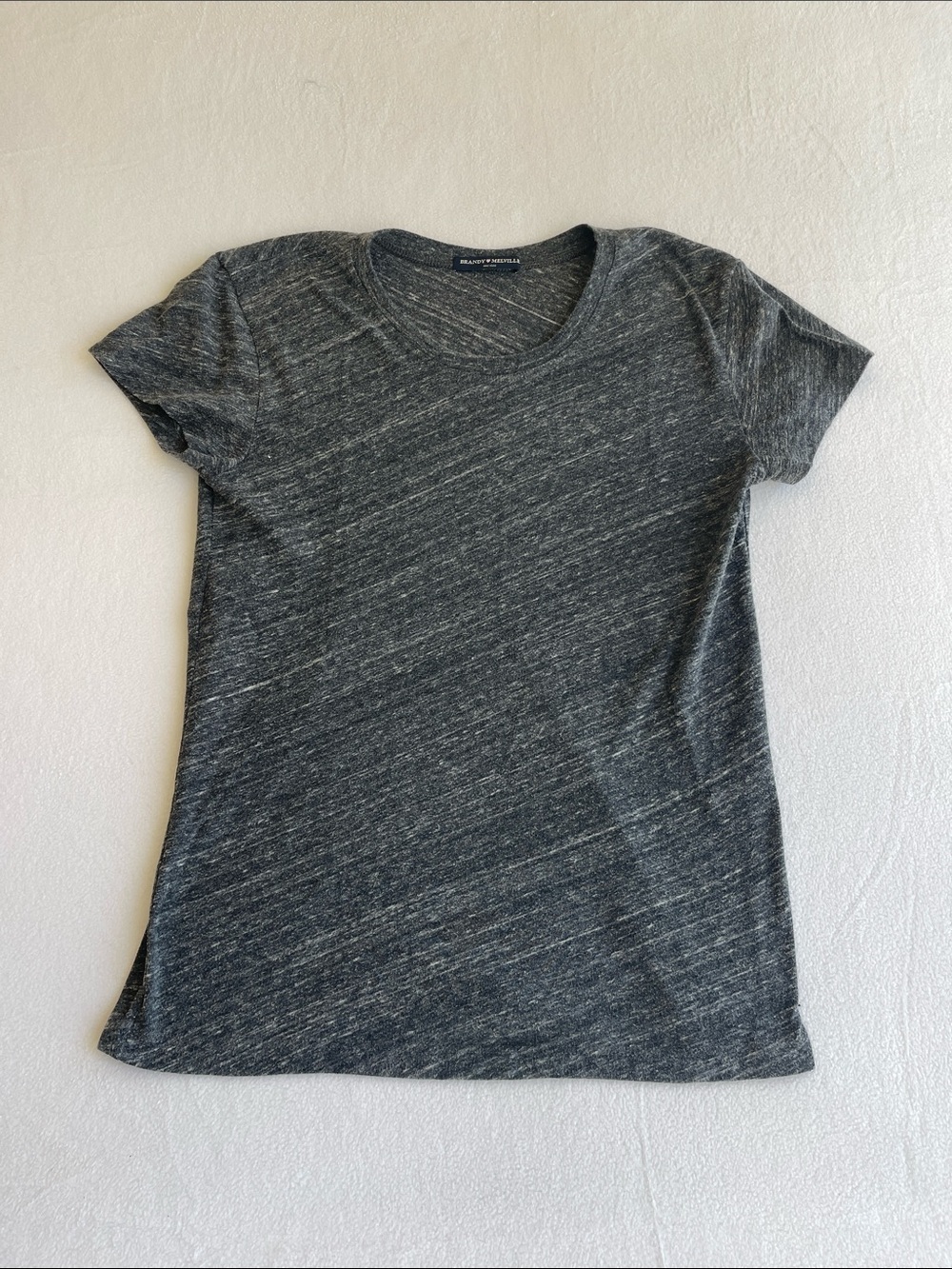 Brandy Melville Gray Heather Short Sleeve Tee One Size Basic Crew Neck Top